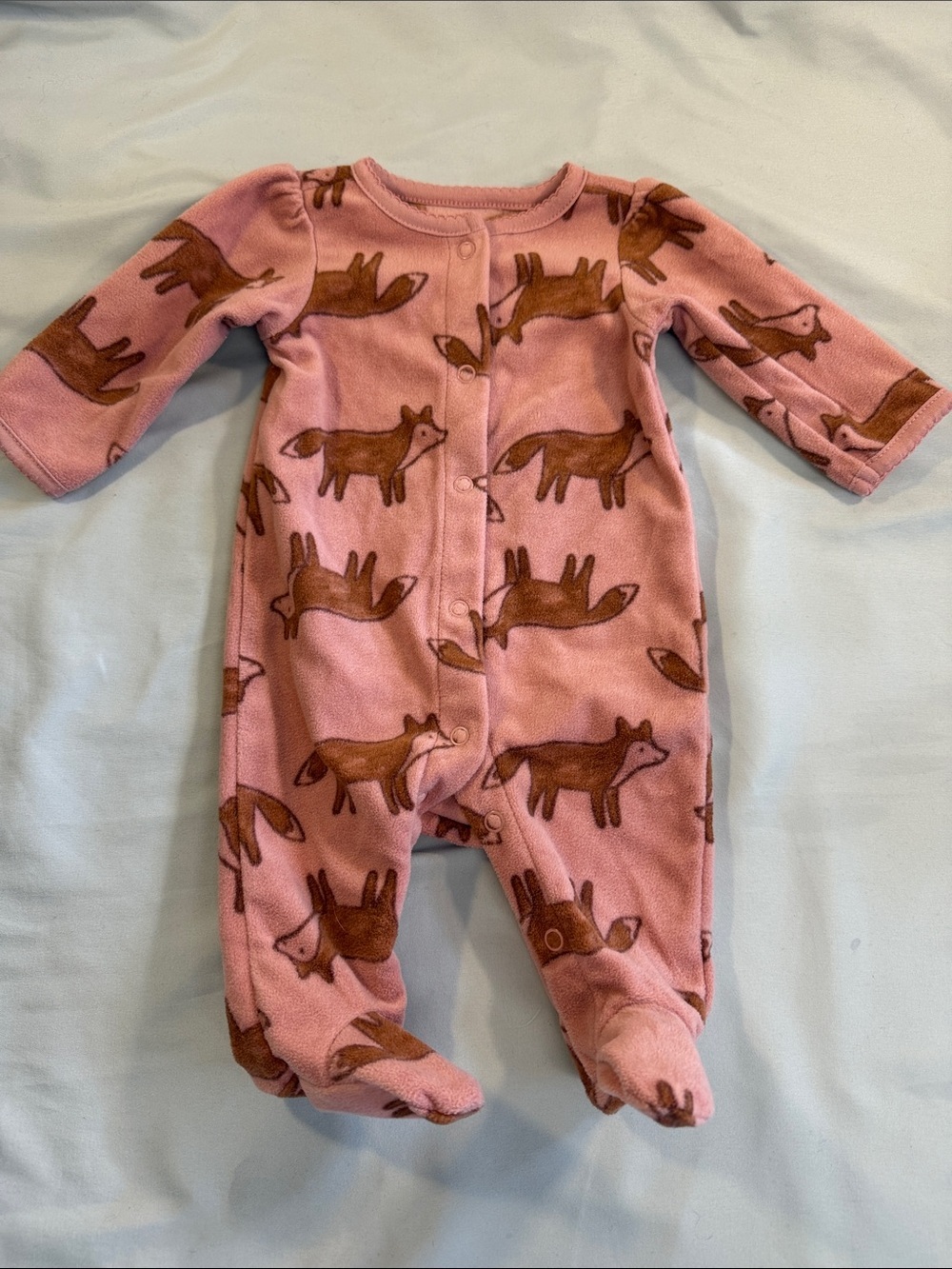 child of mine NWOT Pink Fox-Print Footed One-Piece